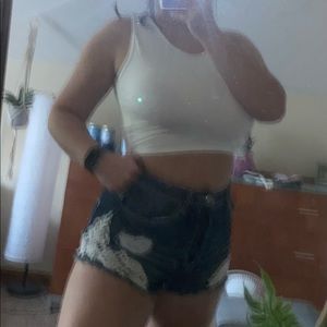High waisted jean shorts